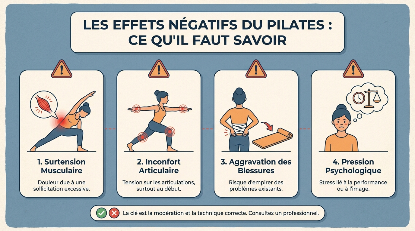 Les effets négatifs du pilates : ce qu'il faut savoir 1 Risques spécifiques liés à la pratique