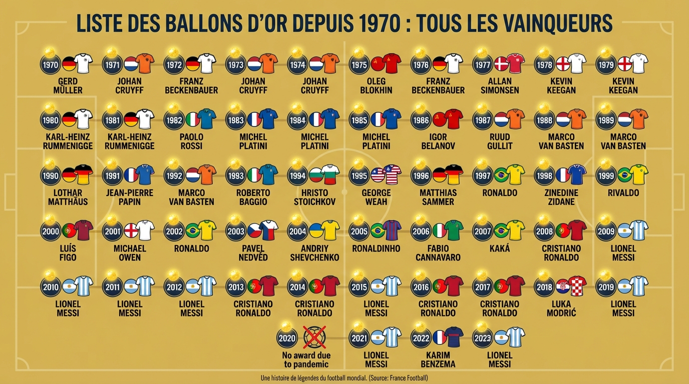 Liste des ballons d'or depuis 1970 : tous les vainqueurs 1 Analyse des vainqueurs