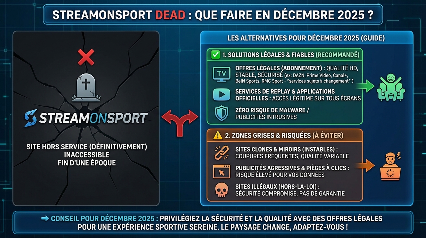 Streamonsport dead : que faire en décembre 2025 ? 1 Comprendre le problème de Streamonsport