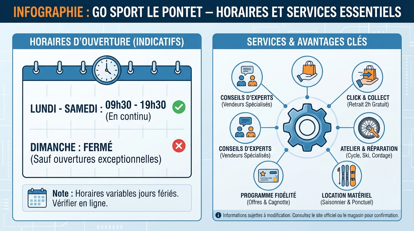 Tout savoir sur go sport au pontet : horaires et services 1 Services proposés