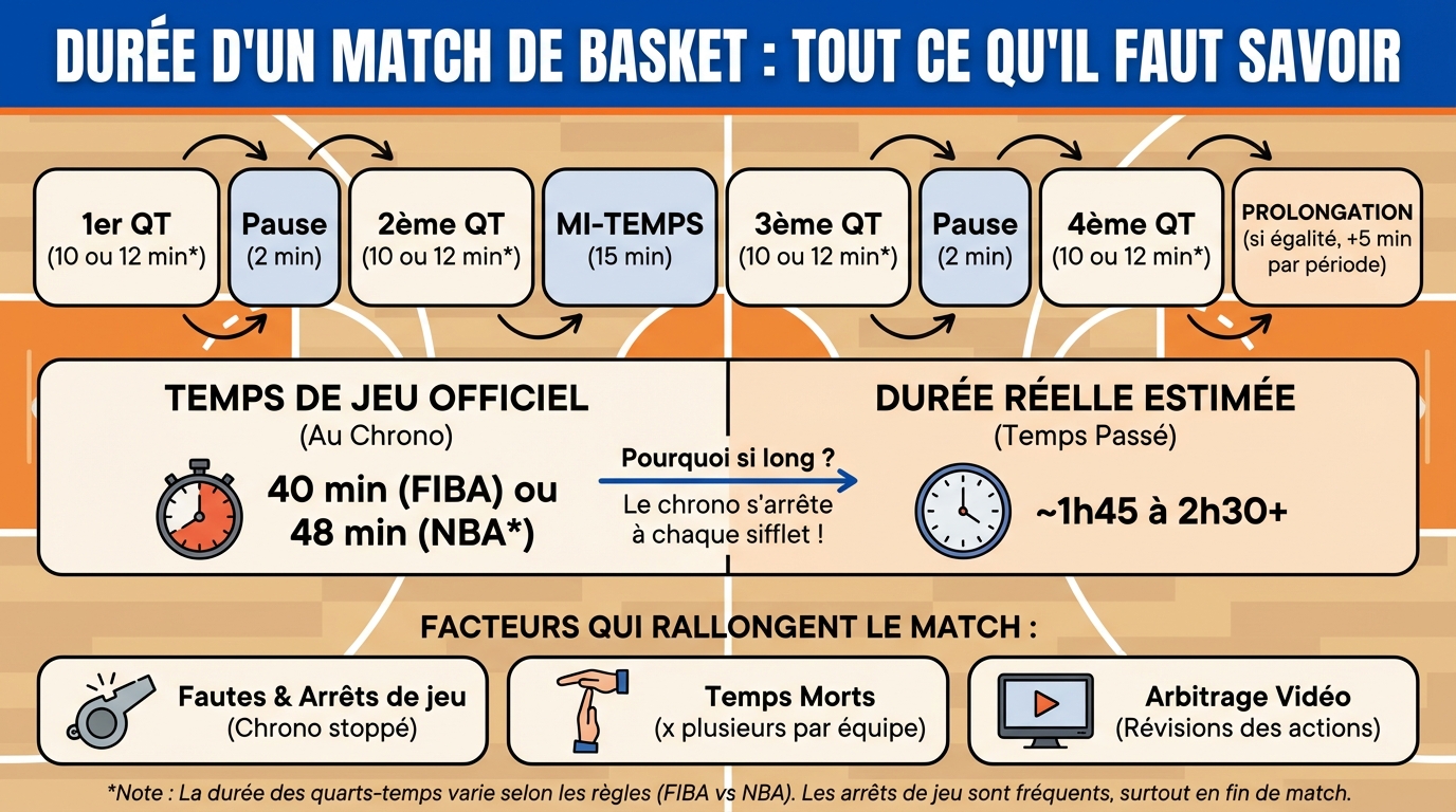 Durée d'un match de basket : tout ce qu'il faut savoir 1 Les variations selon les compétitions