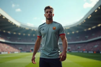 Athlète professionnel masculin en tenue de sport debout dans un stade rempli de fans, illustrant le sportif le plus suivi au monde