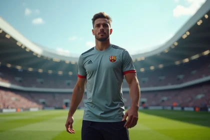 Athlète professionnel masculin en tenue de sport debout dans un stade rempli de fans, illustrant le sportif le plus suivi au monde