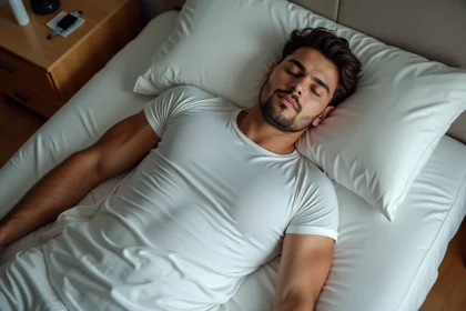 Sportif endormi dans sa chambre récupérant grâce à un sommeil réparateur après l'effort