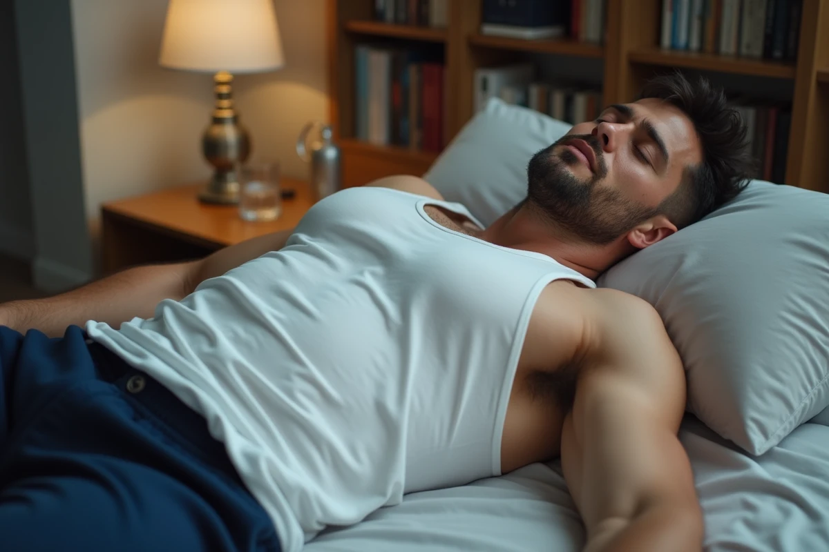 Sportif en train de dormir profondément pour favoriser la récupération musculaire et la prise de muscle